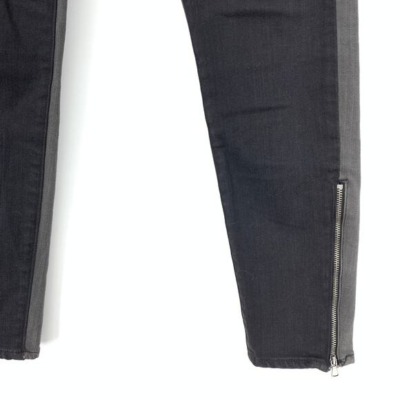 Paige Skinny Jeans Ankle Zip Womens Size 29 Two Tone Denim Black Gray - Picture 5 of 8